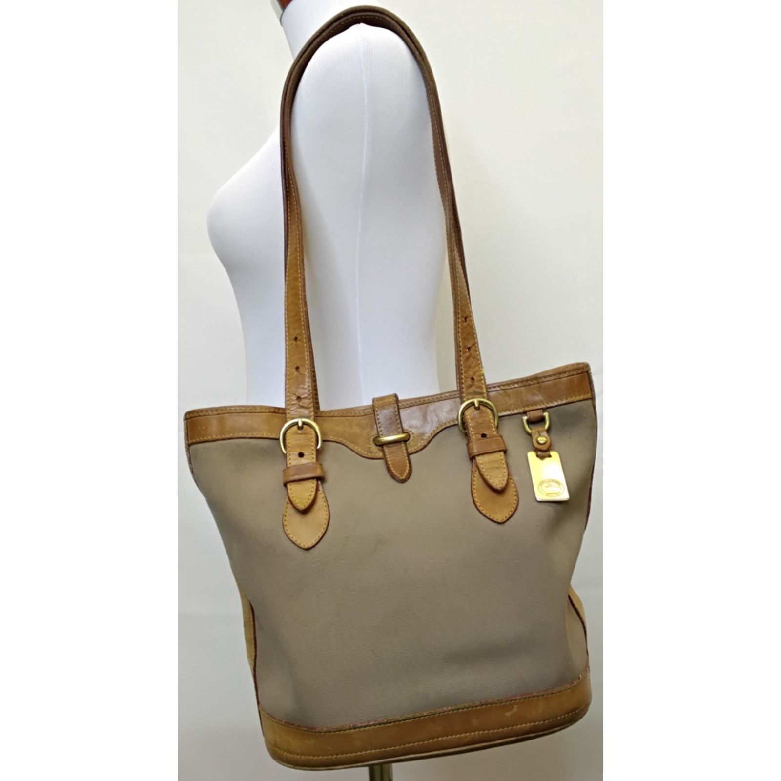 Dooney & Bourke Dooney & Bourke Canvas + Leather Shoulder Bag Brown VTG USA Size ONE SIZE - 2 Thumbnail