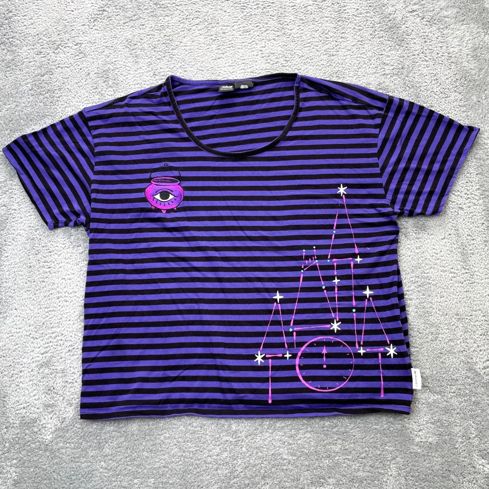 Disney Disney Shirt Womens 2XL Purple Her Universe Hocus Pocus Striped Logo Embroidered Size XXL / US 16-18 / IT 52-54 - 2 Thumbnail