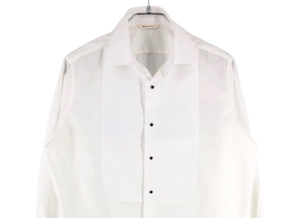 Cotton White Formal Solid Slim Fit Shirt Size L