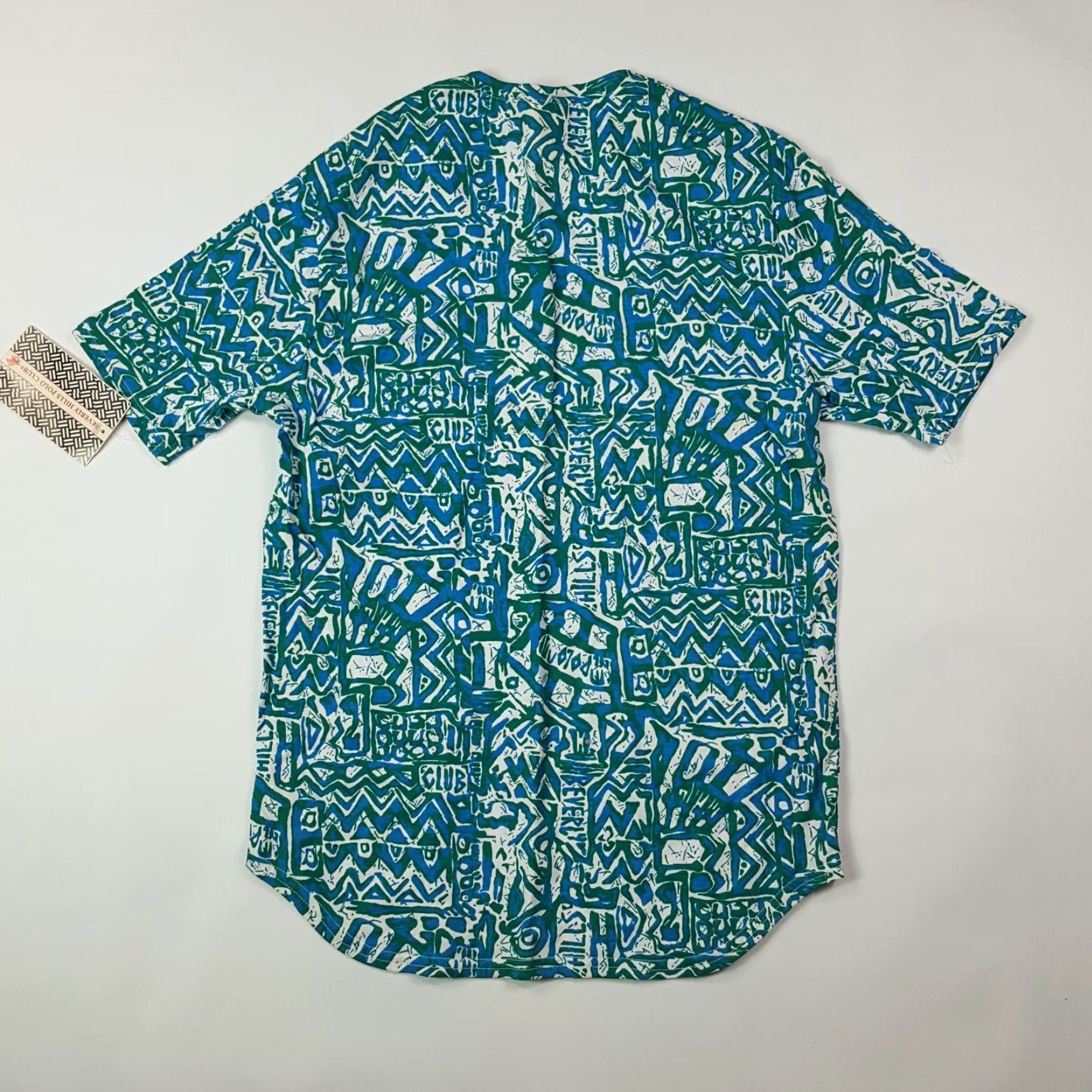 Beverly Hills Polo Club VINTAGE Aztec Teal Beverly Hills Polo Club T-Shirt Womens Medium Short Sleeve Henley Beach Art 90s Vintage Retro 90s Beach Shirt Womens M Green Top Size M / US 6-8 / IT 42-44 - 6 Thumbnail