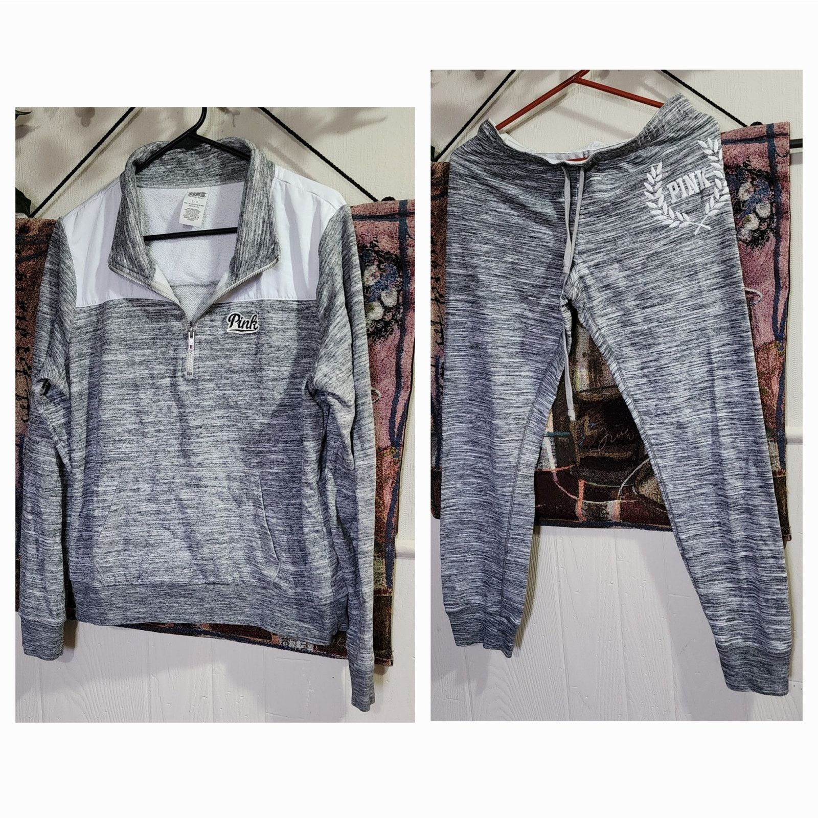 Victoria's Secret PINK Victoria’s Secret sweatpants 3/4 zip top sz Med. Size 32" / US 10 / IT 46 - 2 Thumbnail