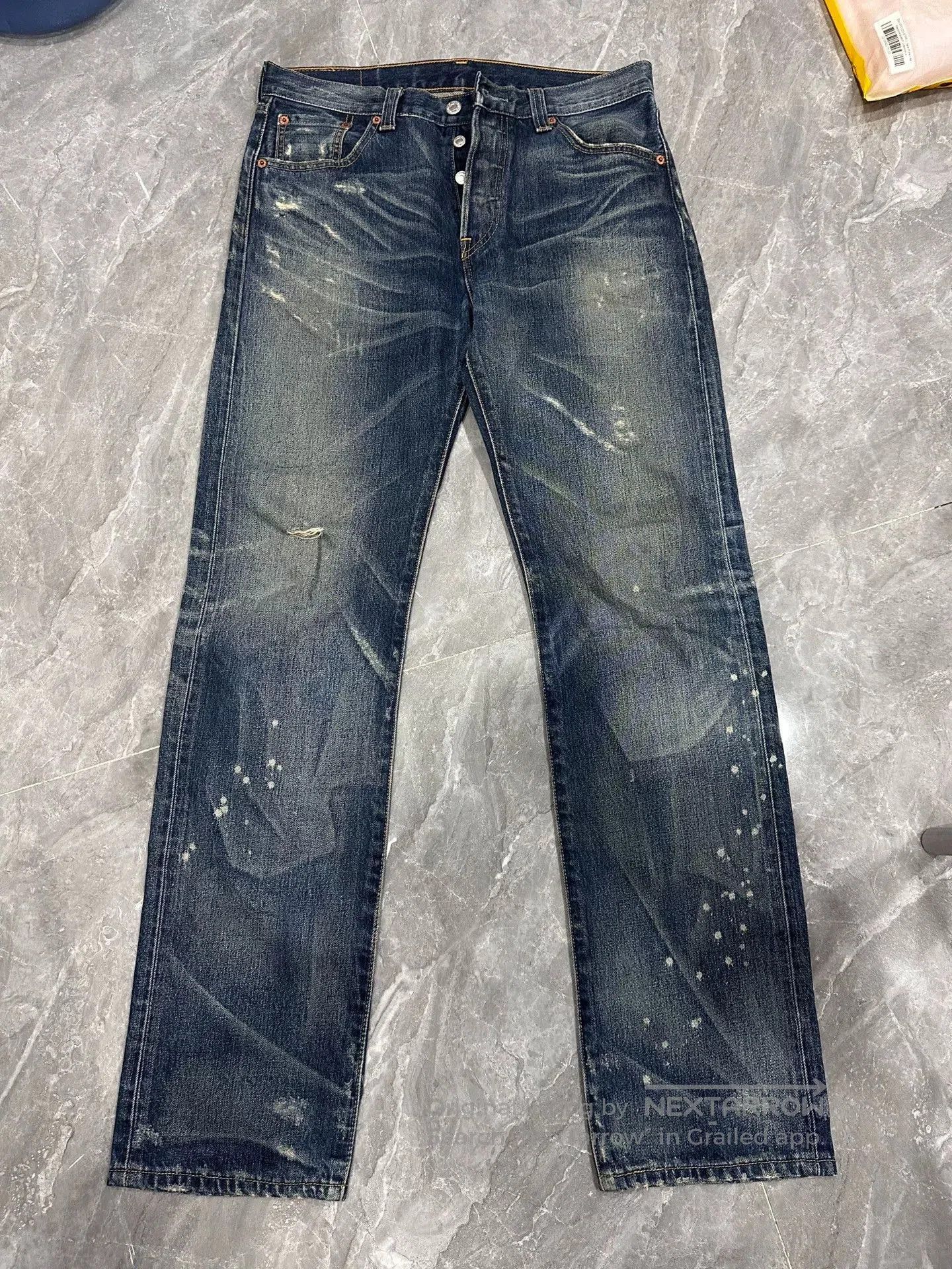Levi's Levi's 501 Dark Blue Distressed Jeans. Size US 30 / EU 46 - 1 Thumbnail