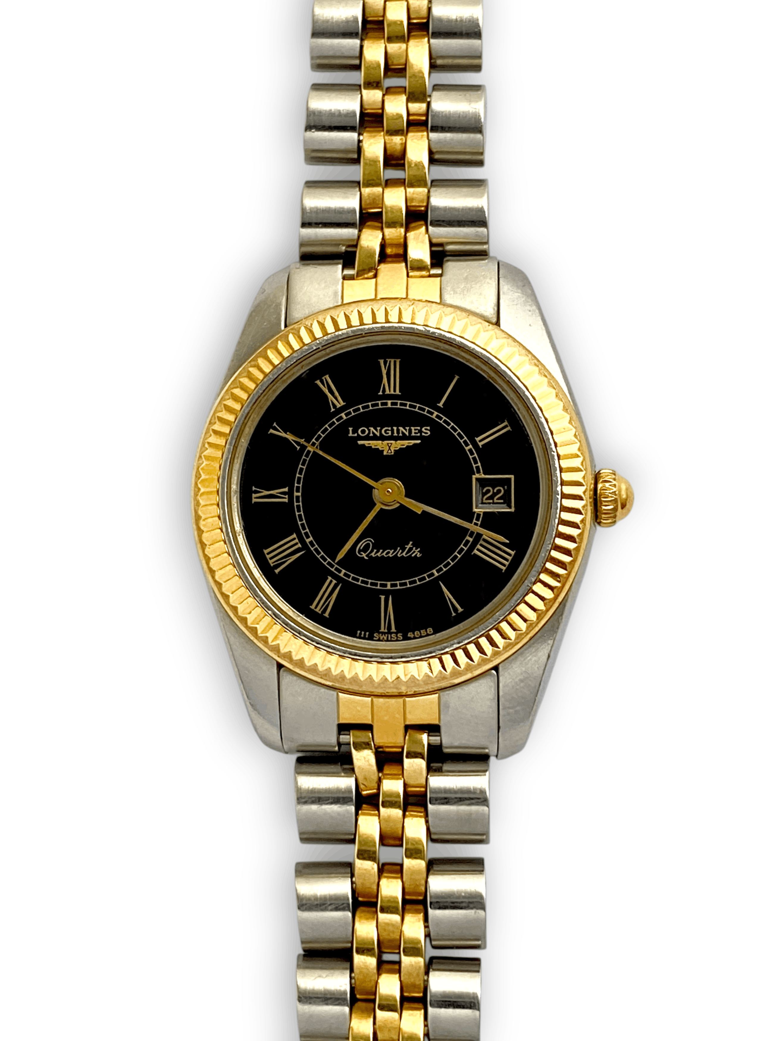 Longines Longines 4858 Black Dial Quartz Ladies Bezel Two Tone Watch Size ONE SIZE - 1 Thumbnail