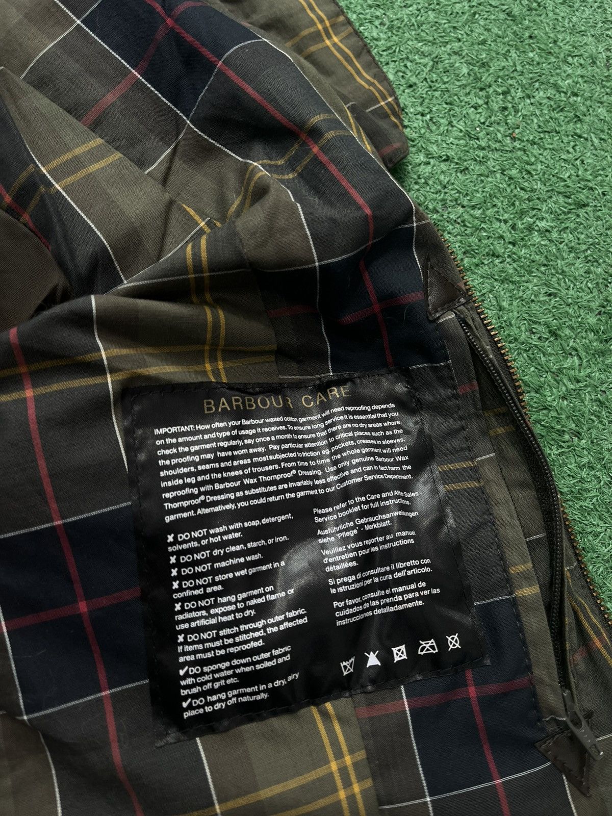 Barbour × Vintage Barbour Wax Parka Jacket Women Tartan Khaki Brown Size S / US 4 / IT 40 - 5 Thumbnail