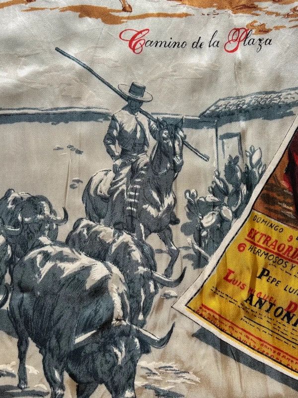 Other Vintage 1980’s Spain Silk Scarf Camino de la Plaza Size ONE SIZE - 4 Thumbnail