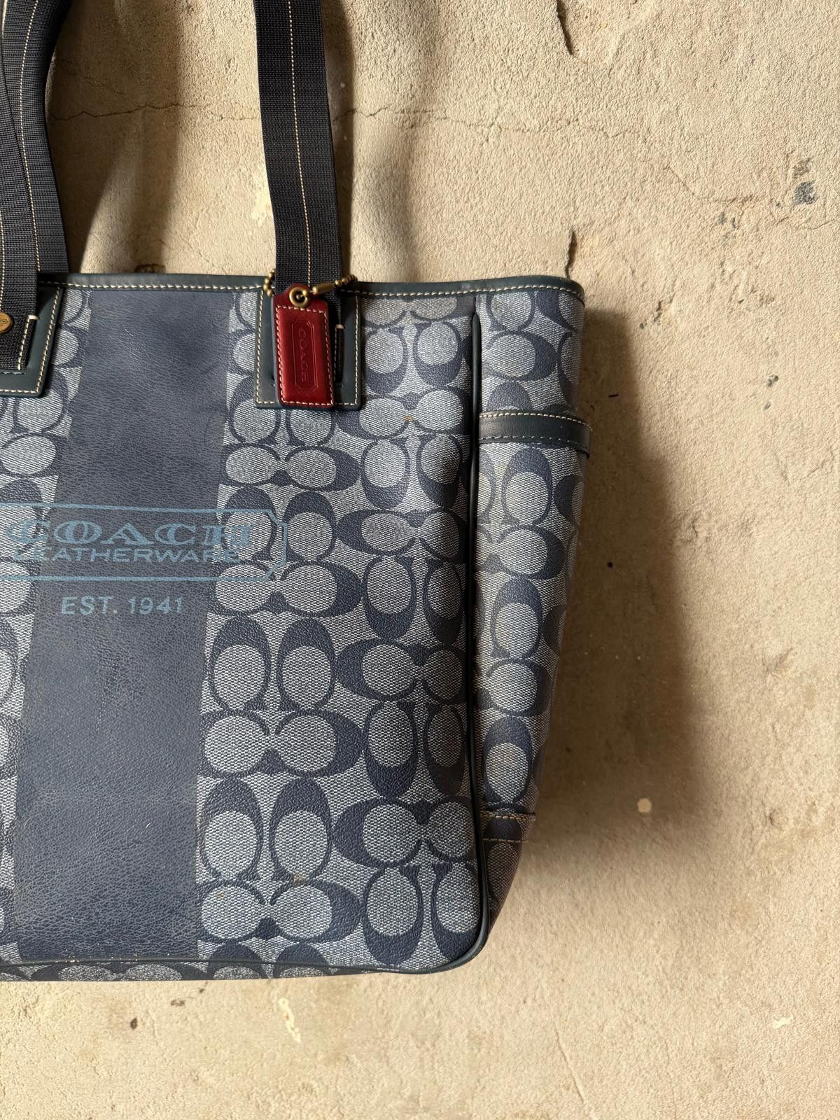 Coach Coach Signature Heritage Stripe Tote Bag Blue Size ONE SIZE - 5 Thumbnail