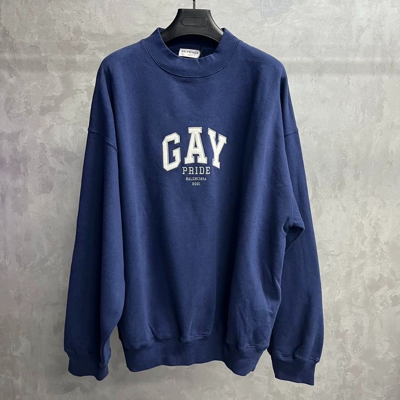 Balenciaga Balenciaga Blue embroidered logo crewneck sweatshirt Size US M / EU 48-50 / 2 - 1 Thumbnail