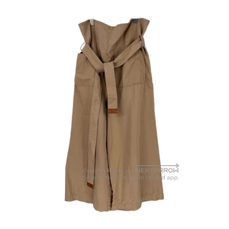 Loewe Loewe size S Khaki Cotton Linen Wide Leg Pants with Leather Size 26" / US 2 / IT 38 - 2 Thumbnail