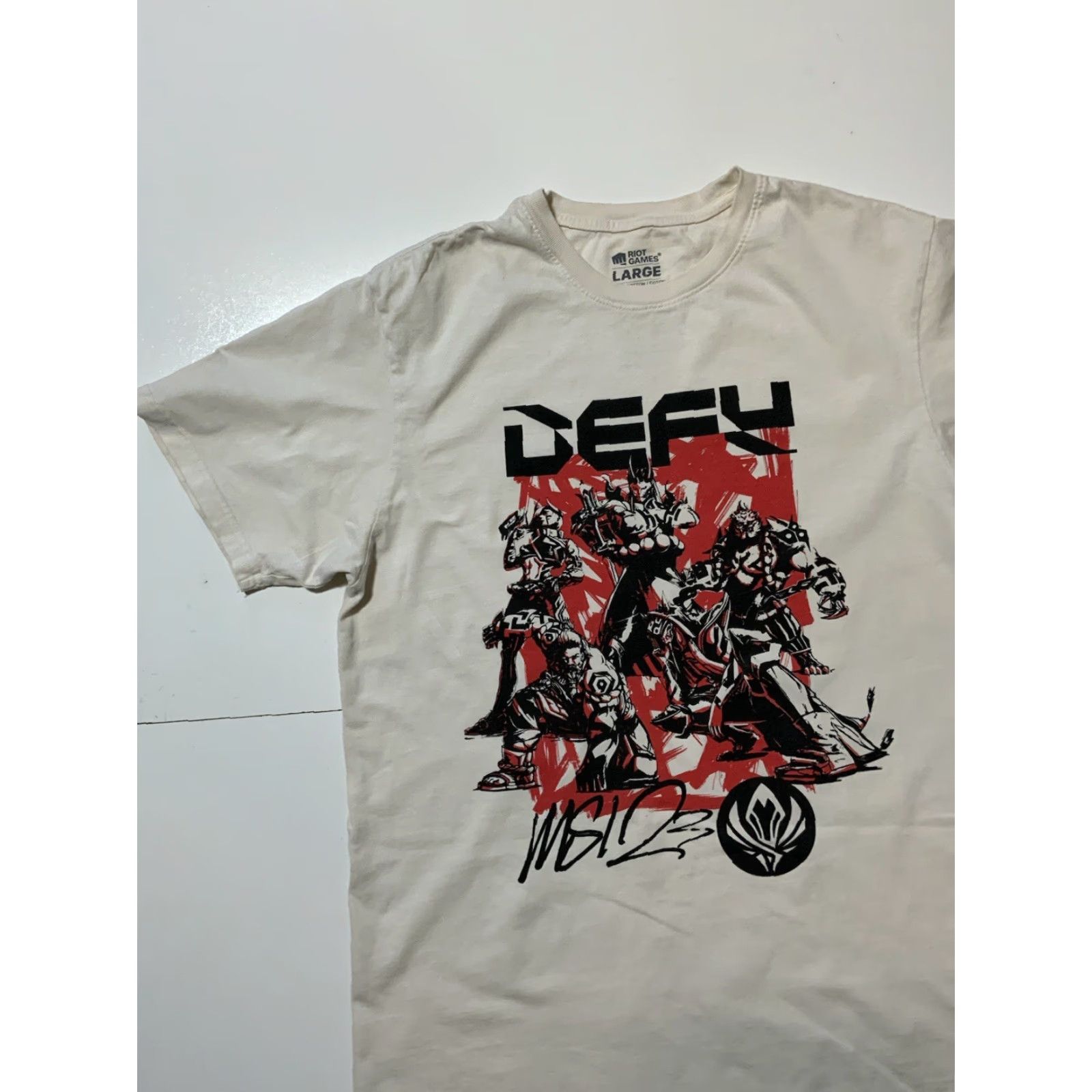 Vintage Riot Games MSI 2023 Defy Haters LOL League Of Legends Esports Graphic T-Shirt LG White Mens Large Size US L / EU 52-54 / 3 - 4 Thumbnail