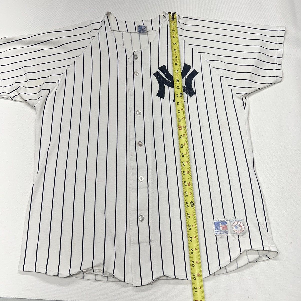 New York Yankees × Vintage VTG Russell Yankees Jersey White Pinstripe Blank Athletic Size US XL / EU 56 / 4 - 23 Thumbnail