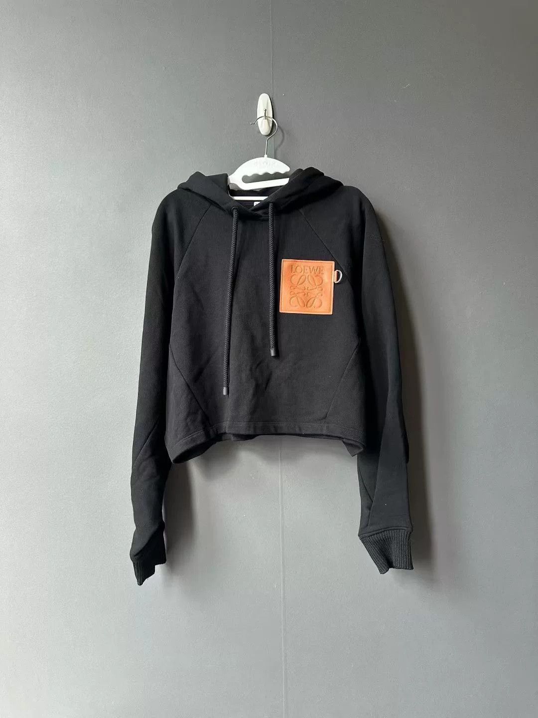 Loewe Loewe Black Leather Patch Cropped Hoodie Size XS / US 0-2 / IT 36-38 - 1 Thumbnail