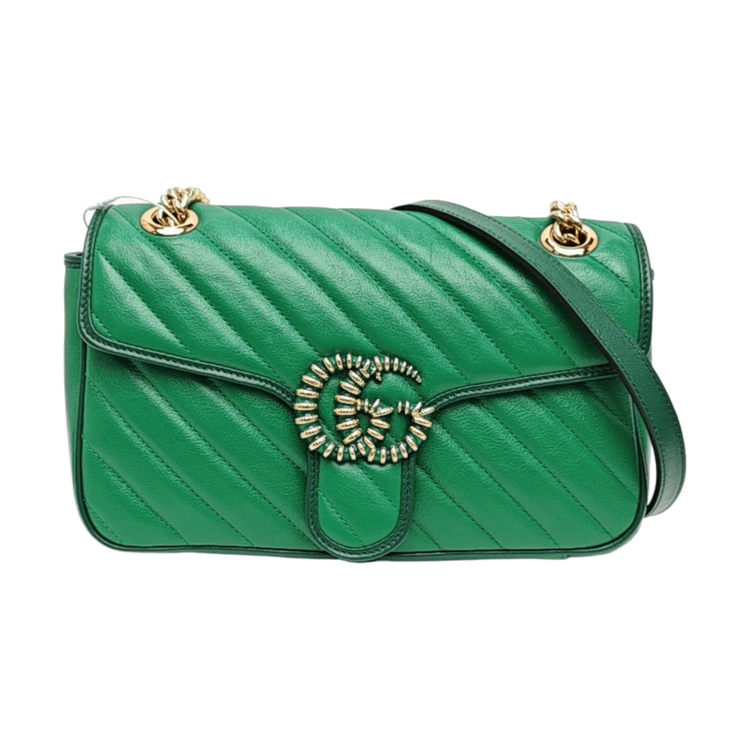Gucci Gucci GG Marmont Green Leather Quilted Shoulder Bag Size ONE SIZE - 1 Thumbnail