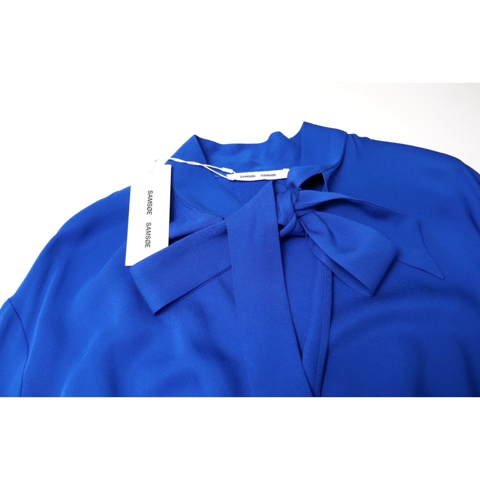 Vintage SAMSOE Dress Womens M Blue Samailey Short Women Long Sleeve Tied Neck Size M / US 6-8 / IT 42-44 - 4 Thumbnail