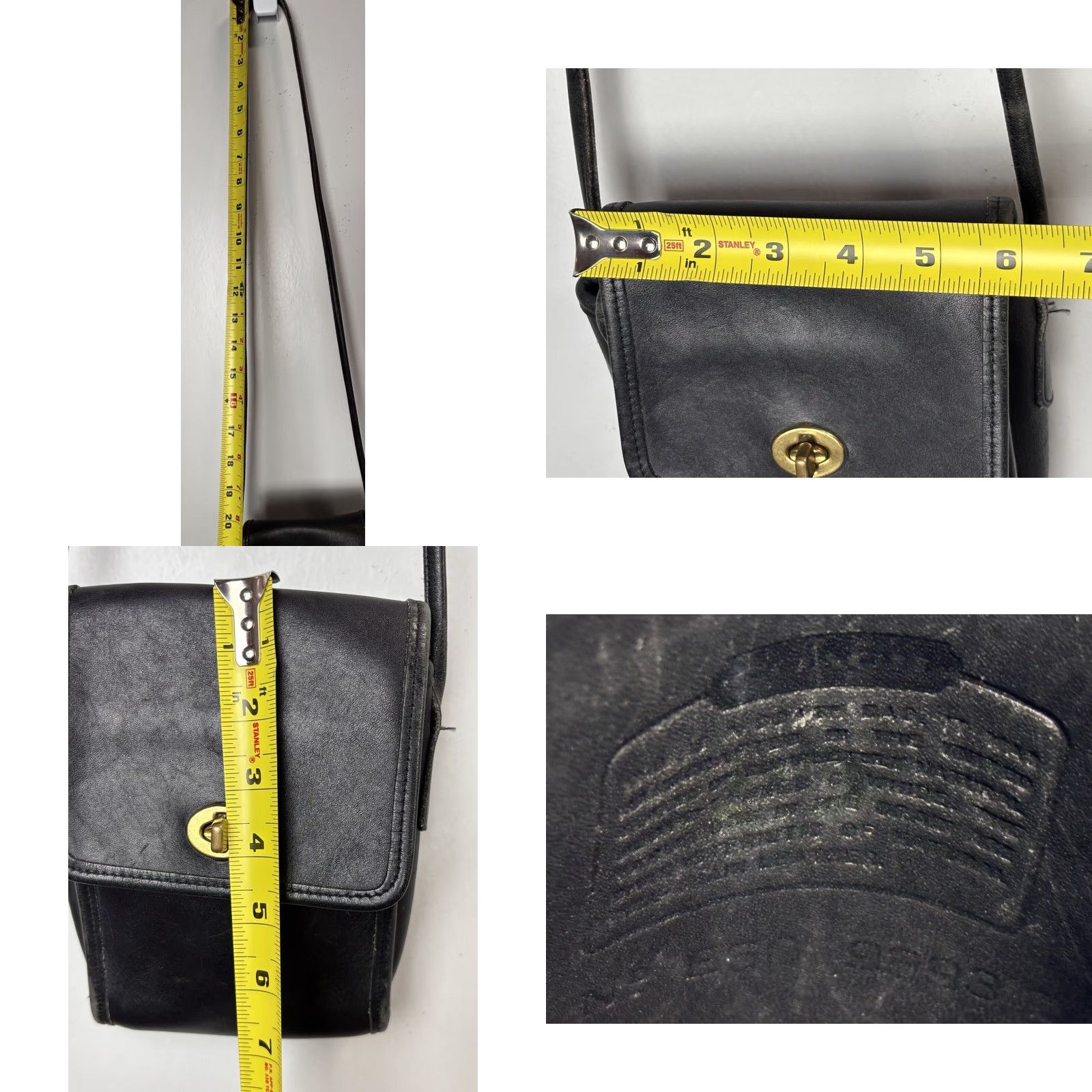 Coach VINTAGE Coach Crossbody Bag Glovetanned Leather Black 9893 Small Womens 7x2x? Travel Casual Distressed 90s? Size ONE SIZE - 8 Thumbnail