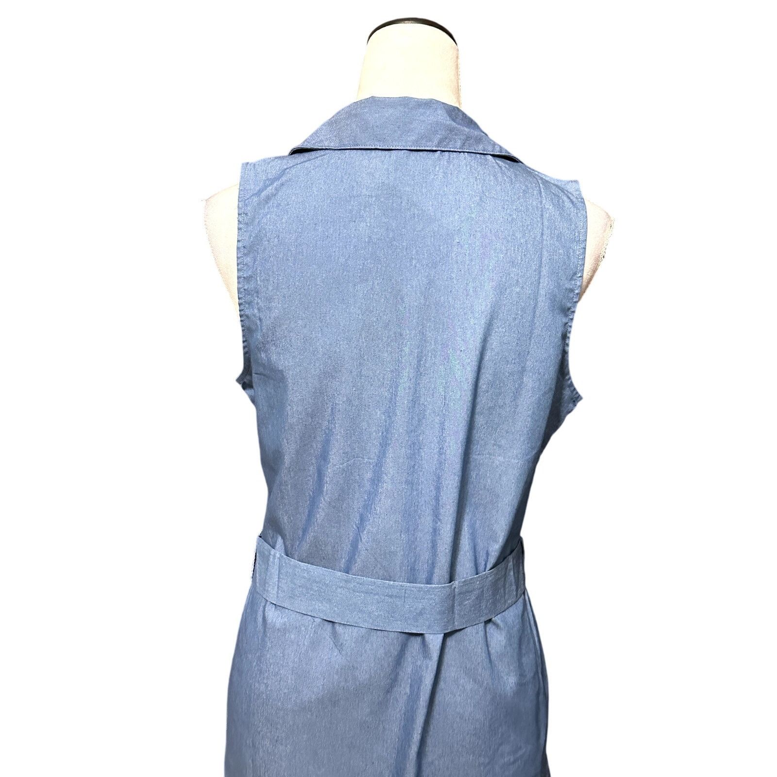 Other NY Collection Chambray Midi Dress Belted Sleeveless Blue MP Size M / US 6-8 / IT 42-44 - 6 Thumbnail