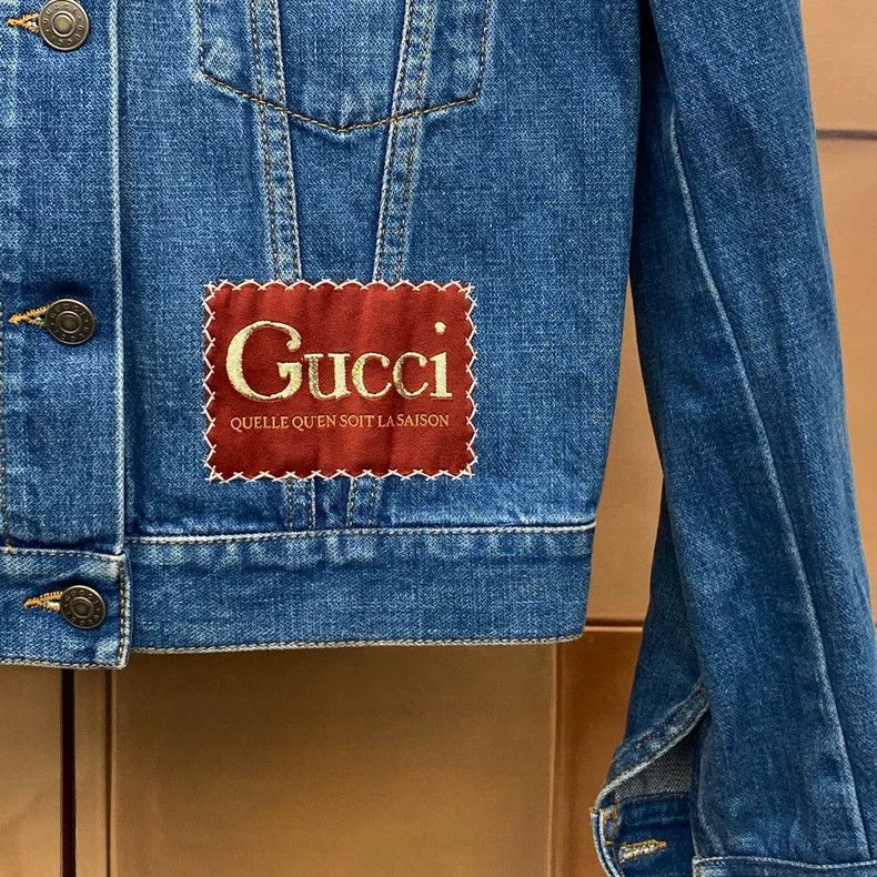 Gucci Gucci Washed blue embroidered logo denim jacket jacket 2504 Size XS / US 0-2 / IT 36-38 - 5 Thumbnail