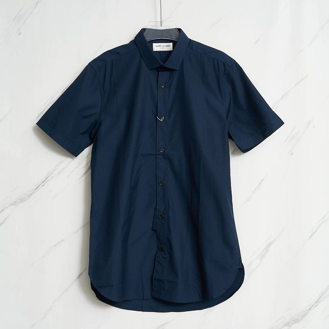 Saint Laurent Paris Saint Laurent Men's Dark Blue Minimalist Shirt Size US M / EU 48-50 / 2 - 1 Thumbnail