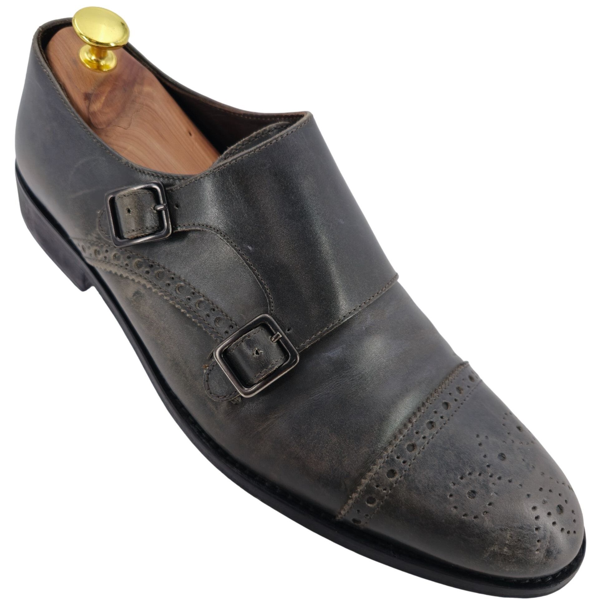 Bruno Magli Bruno Magli Italy Gray Leather Double Monk Strap Loafers 11M Size US 11 / EU 44 - 1 Thumbnail