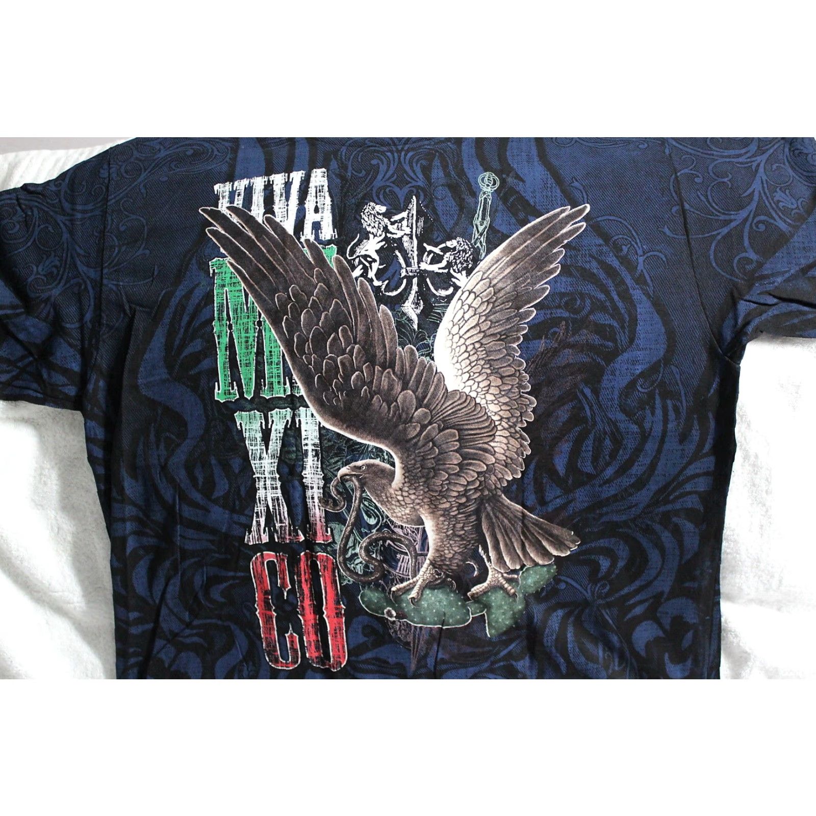 Vintage VINTAGE C & H VIVA MEXICO EAGLE SNAKE SKULL T-SHIRT XL Black Graphic Tee Mens Size US XL / EU 56 / 4 - 4 Thumbnail