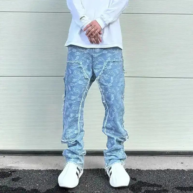 Japanese Brand Urban Cashew Flower Full Print Patchwork Baggy Flare Jeans Size US 32 / EU 48 - 1 Thumbnail