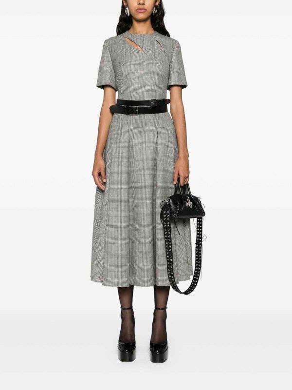 Alexander McQueen o1srvl11e0326 Prince of Wales Slashed Midi Dress in Grey Size S / US 4 / IT 40 - 5 Thumbnail