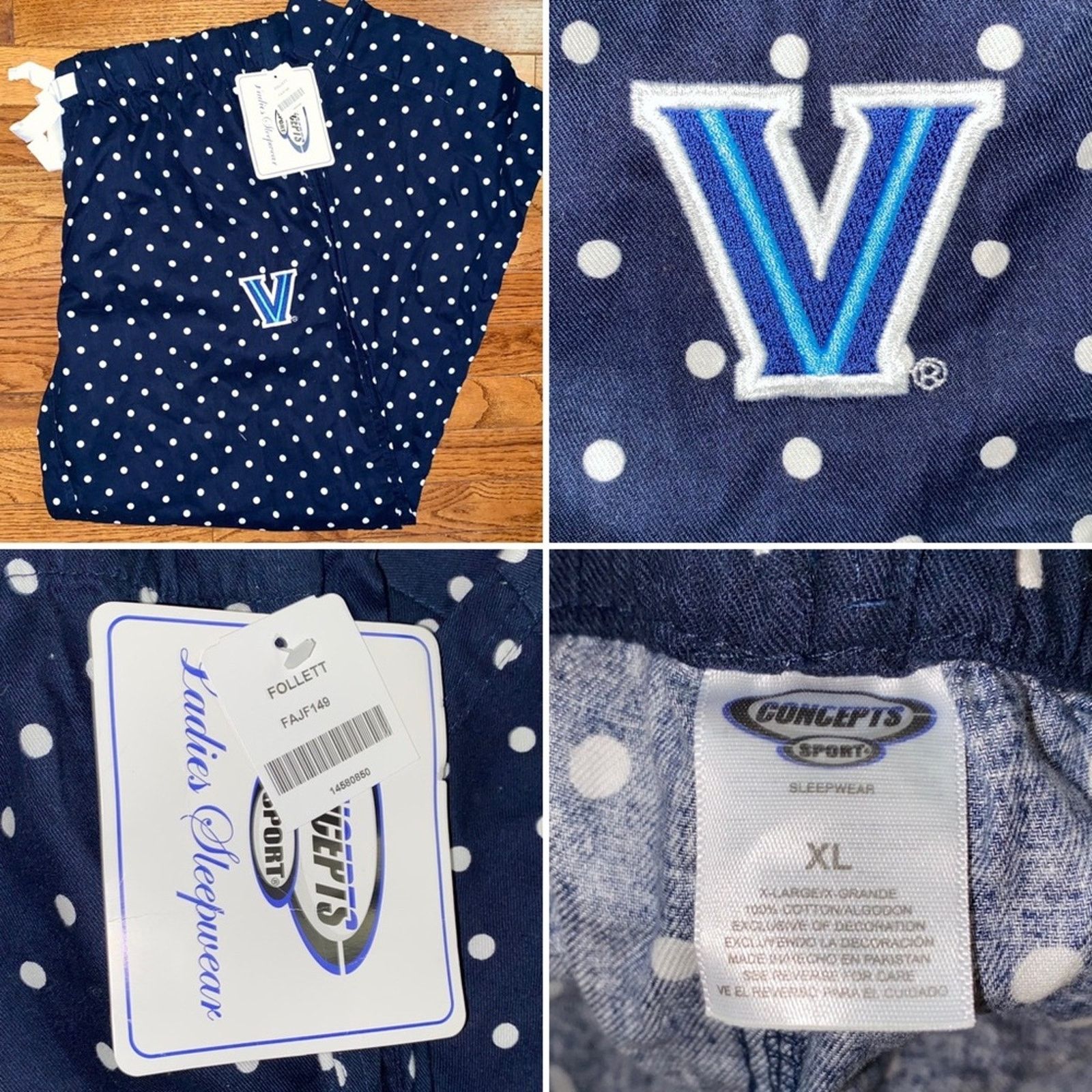 Other New Womens Villanova Dot Flannel PJ Pajama Lounge Pant XL Size 37" - 1 Thumbnail