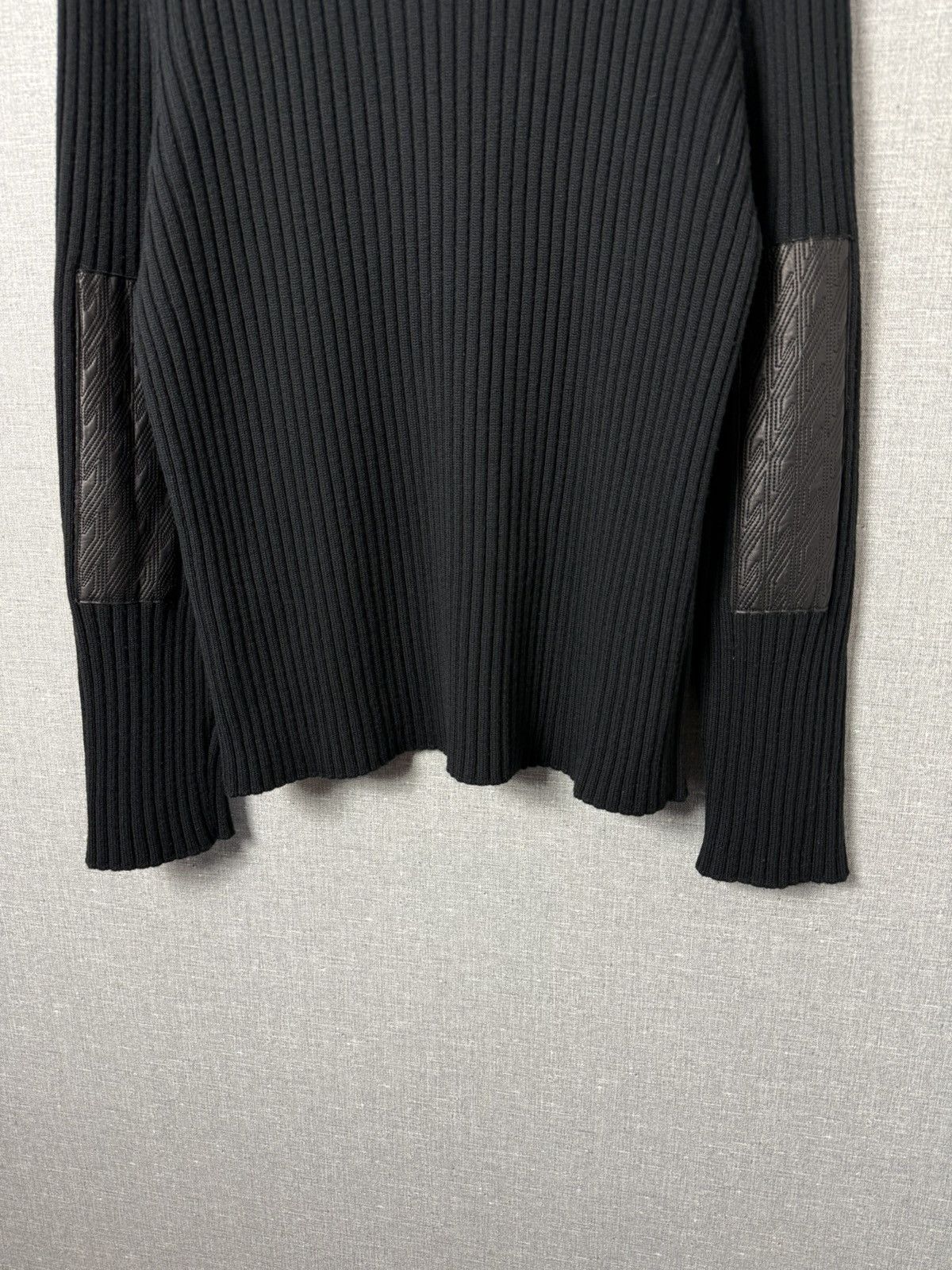 Versace Versace Collection Merino Wool Ribbed Sweater w Leather Trim Size US XL / EU 56 / 4 - 15 Thumbnail