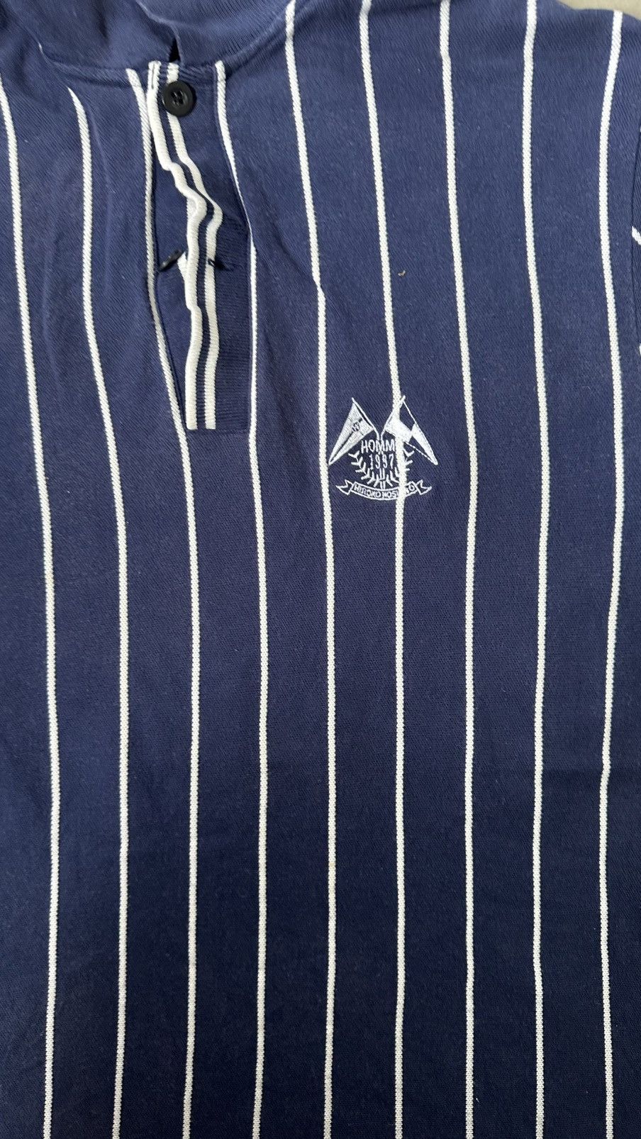 Hiroko Koshino Homme VINTAGE HIROKO KOSHINO HOMME STRIPES POLO JERSEY Size US M / EU 48-50 / 2 - 2 Thumbnail