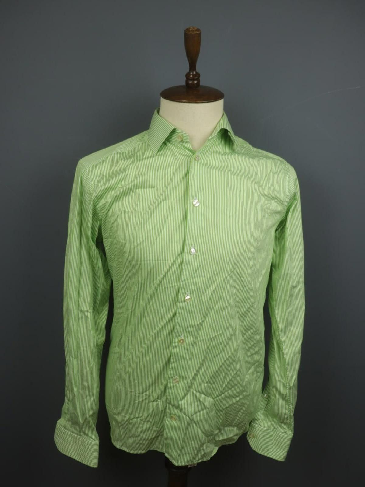 Eton Eton Green White Striped Cotton Collared Dress Shirt Size 41 Size 38R - 1 Thumbnail