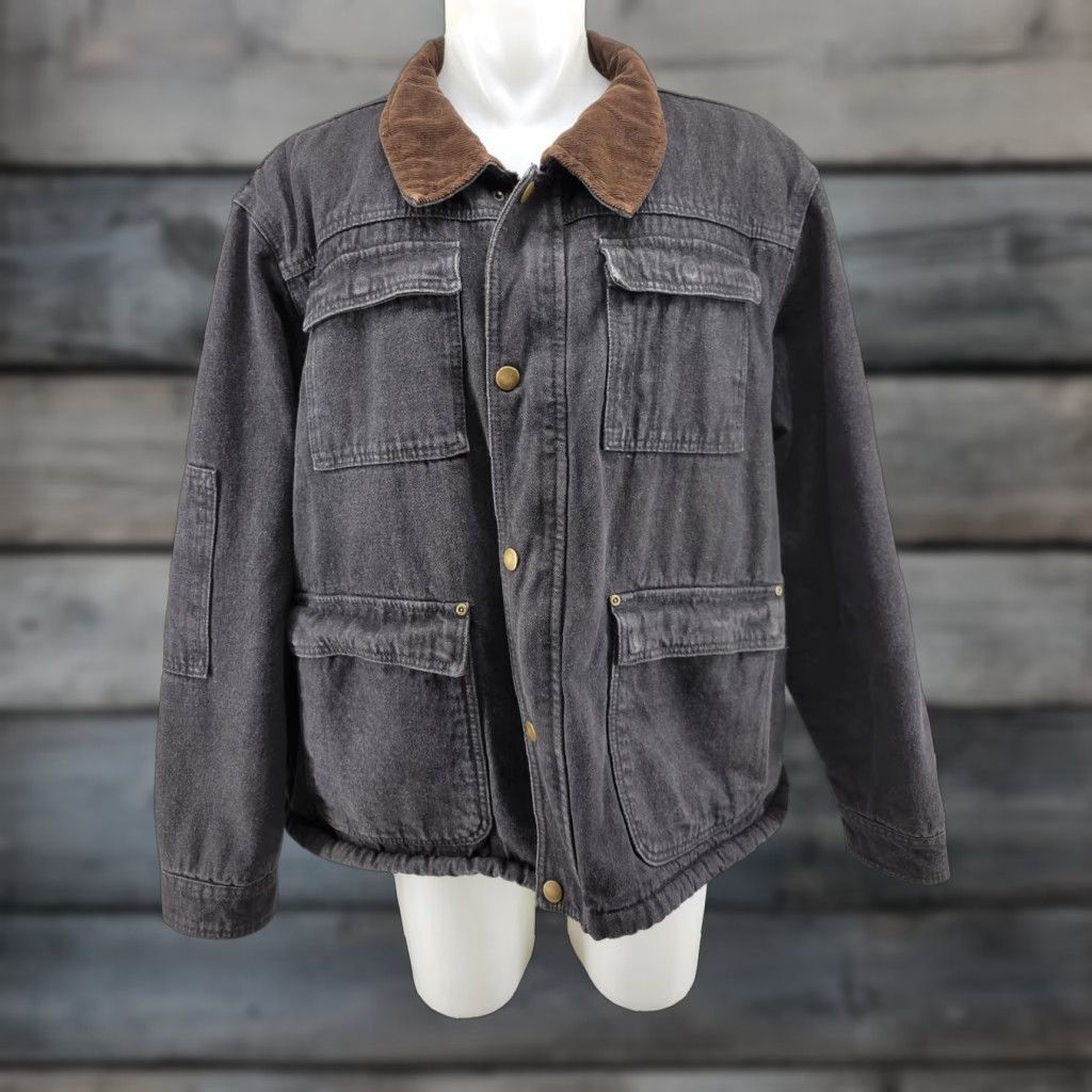 Wrangler Wrangler Jacket Mens 3XL Black Denim Sherpa Lined Corduroy Collar Barn Trucker Bomber Jacket Size US XXL / EU 58 / 5 - 1 Thumbnail