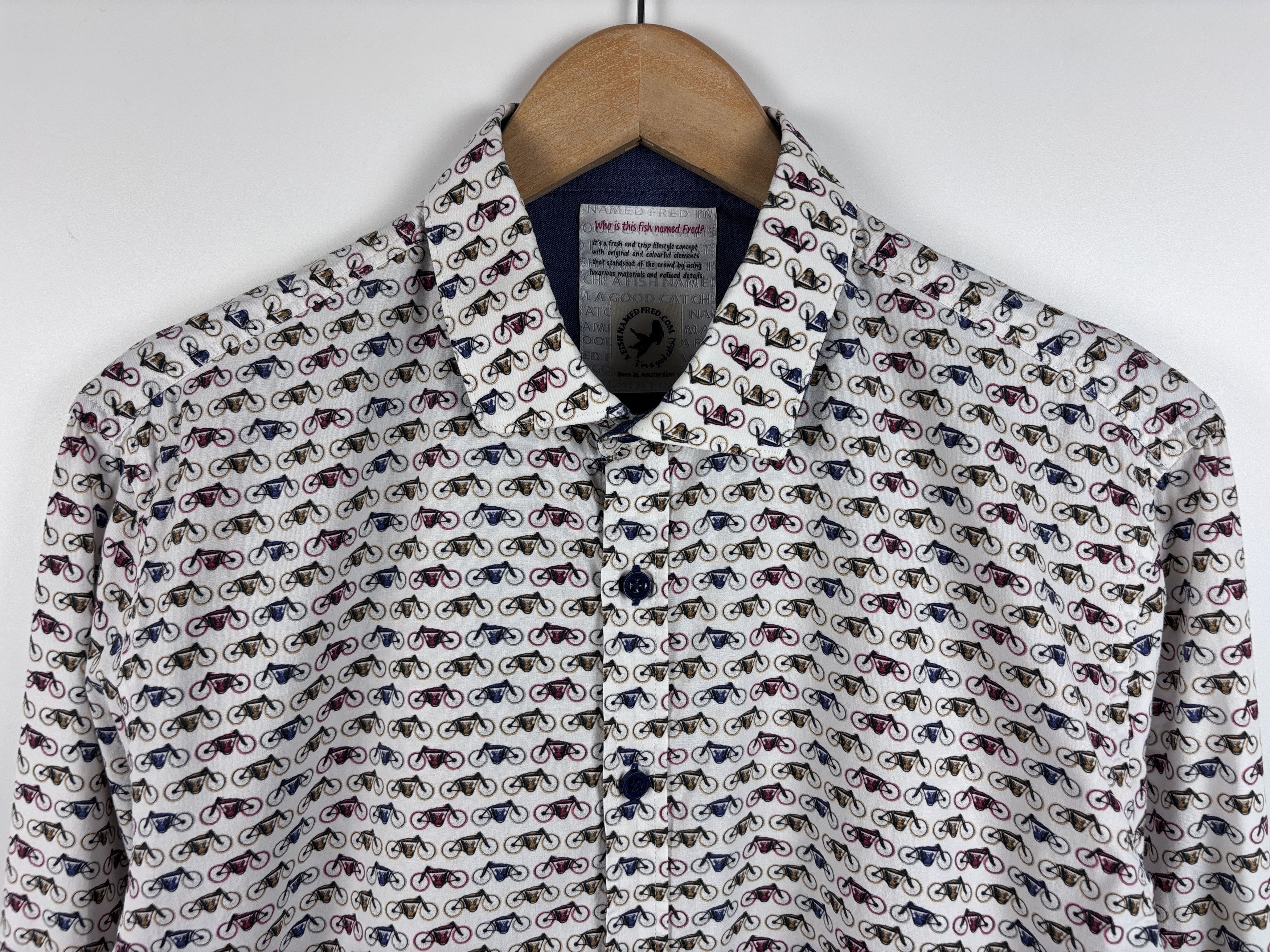 Other A Fish Named Fred Button Down Shirt Slim Bicycle Pattern L Size US L / EU 52-54 / 3 - 2 Thumbnail
