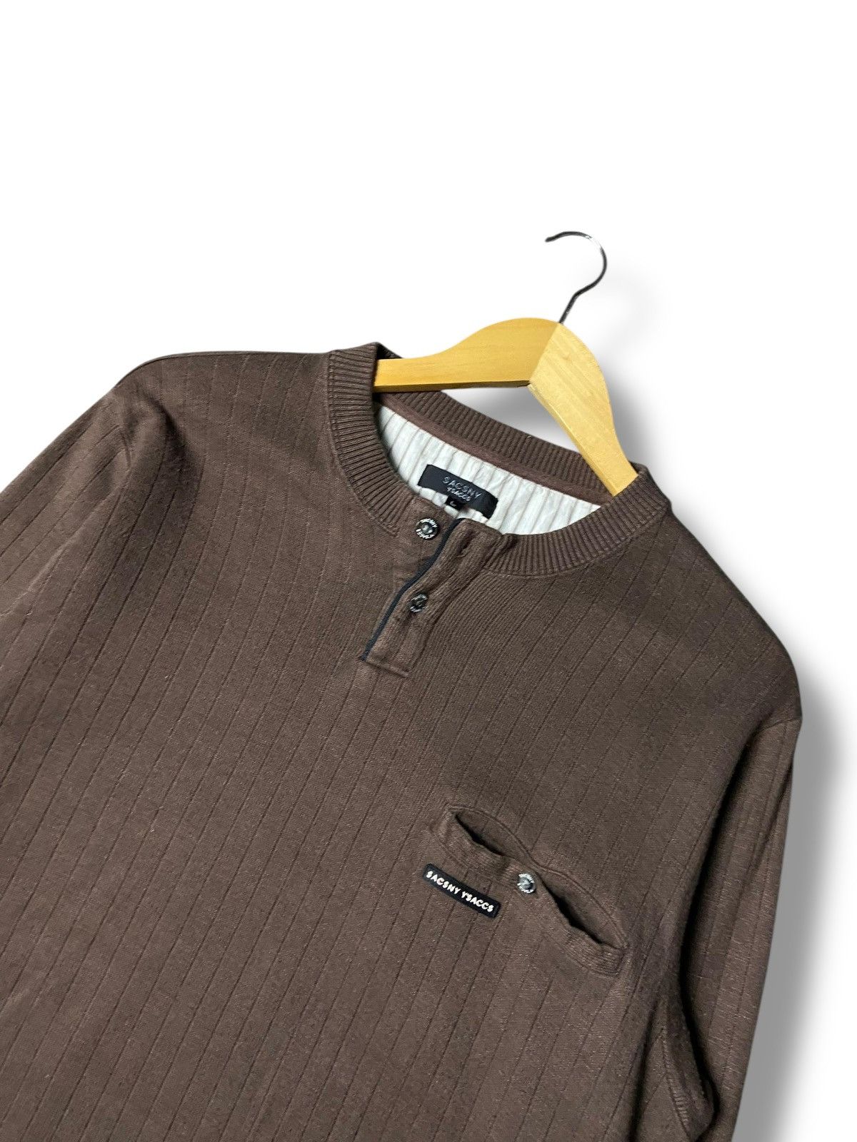 Japanese Brand Sacsny Ysaccs Half Button Ribbed Knit Sweatshirt (169) Size US L / EU 52-54 / 3 - 3 Thumbnail