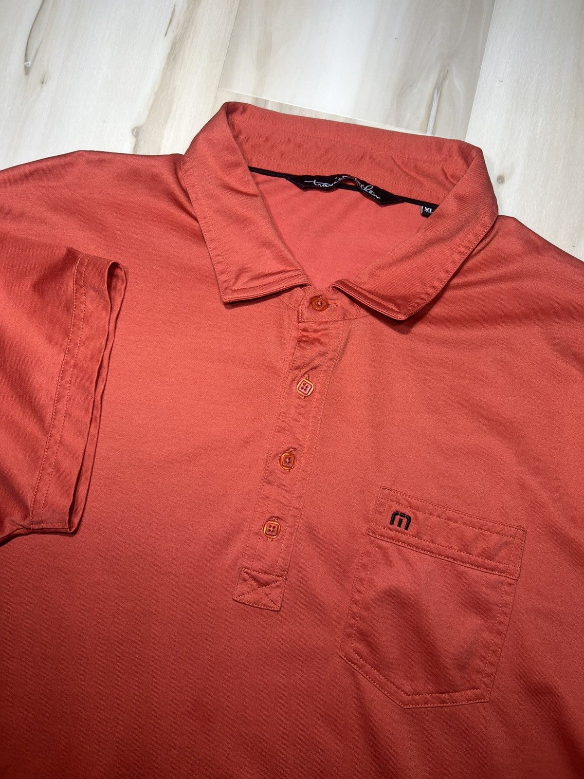 TravisMathew Travis Mathew Men's Orange Golf Polo Shirt S/S Size XL Size US XL / EU 56 / 4 - 1 Thumbnail