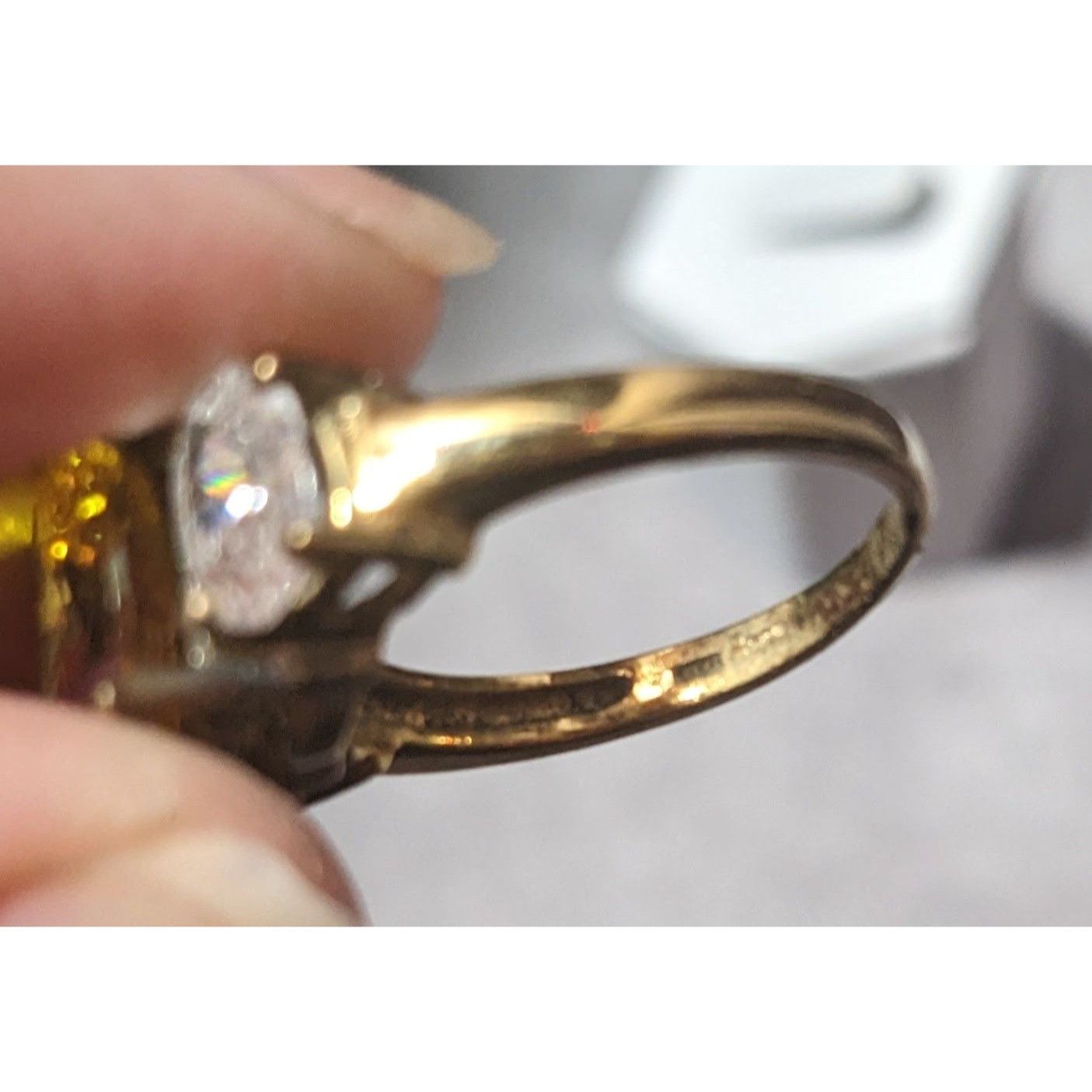 Other Brilliant Three Stone Sterling Silver Gold Tone Plated Engag Size ONE SIZE - 9 Thumbnail