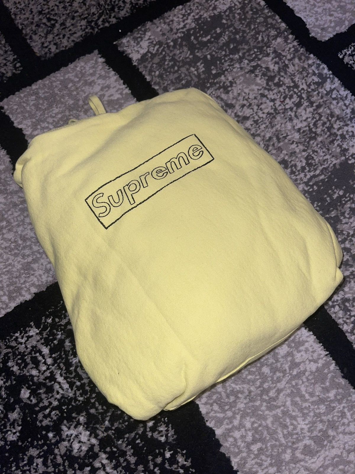 image of Kaws Chalk Box Logo Hoodie M Light Lemon, Men's (Size Medium)