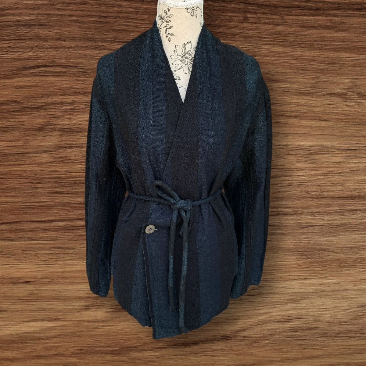 Issey Miyake ISSEY MIYAKE PLANTATION INDIGO MINIMALIST STRIPED COAT Size US M / EU 48-50 / 2 - 5 Thumbnail