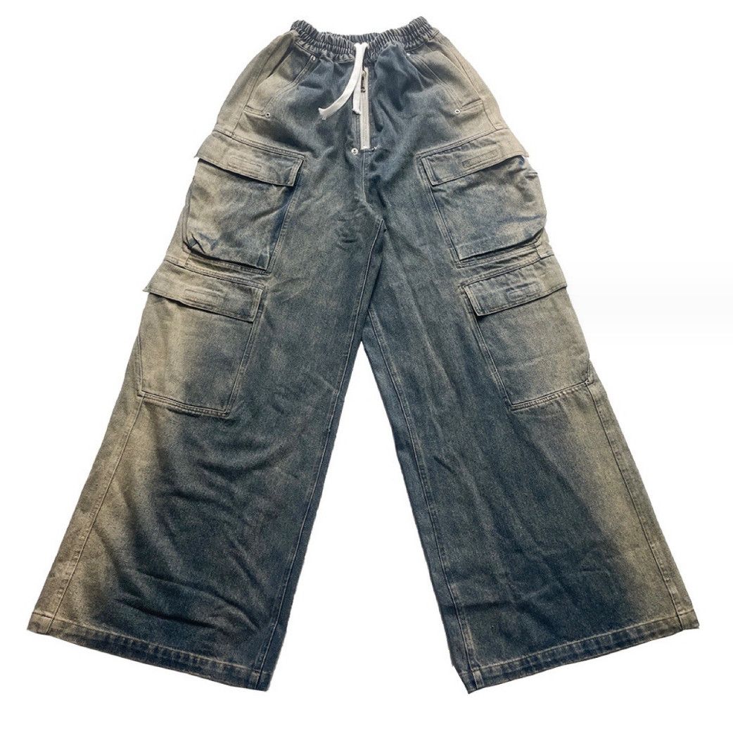 image of Washed Gradient Ro Style Multi-Pocket Work Jeans in Gradient Color, Men's (Size 32)