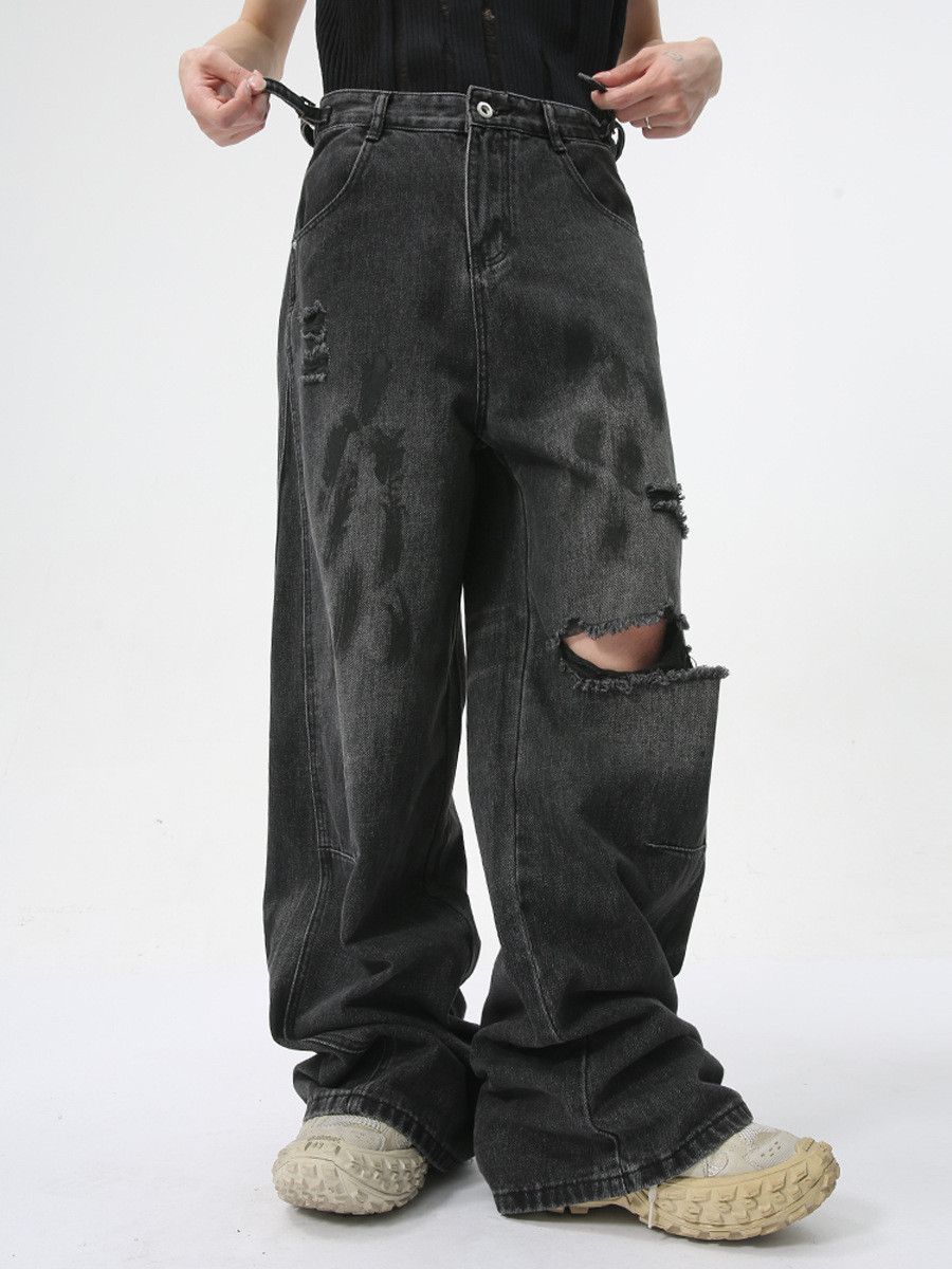 Vintage Men's street style distressed ripped straight leg jeans Size US 32 / EU 48 - 1 Thumbnail