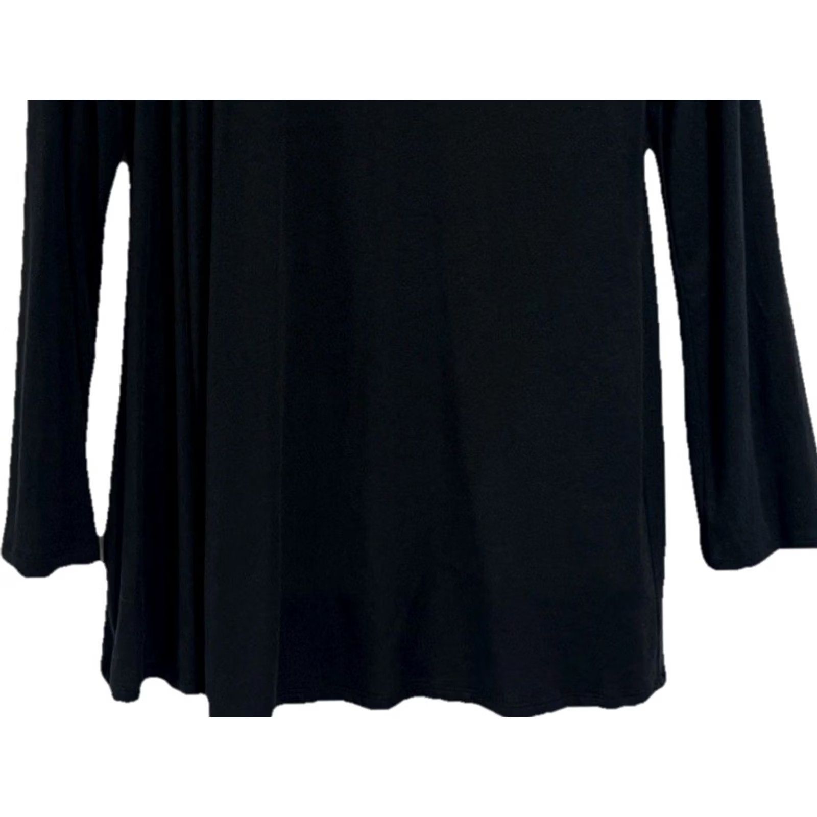 Vintage Lyssé Tunic Top Black M Draped Cowl Neck Knit Long Sleeve Pullover Blouse Size M / US 6-8 / IT 42-44 - 4 Thumbnail
