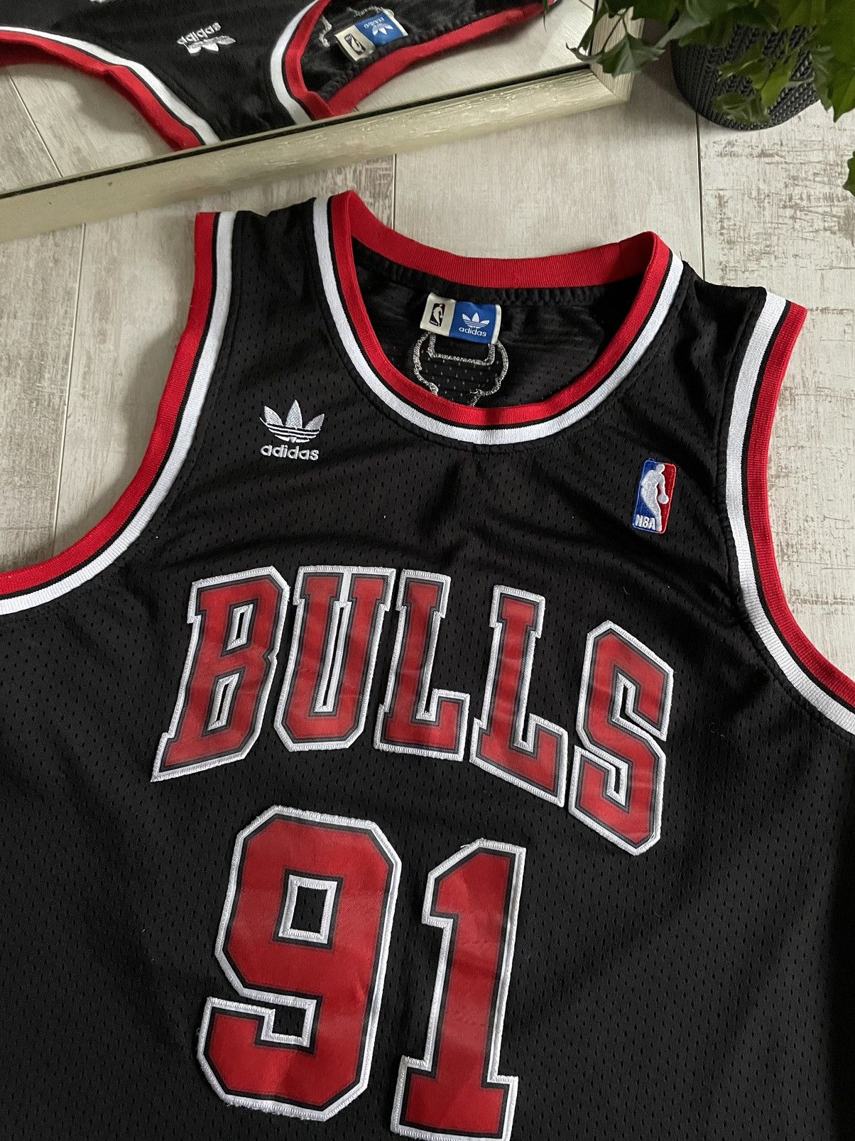 Adidas × NBA × Vintage Adidas Chicago Bulls NBA #91 Rodman Jersey Rare Basketball Size US L / EU 52-54 / 3 - 3 Thumbnail