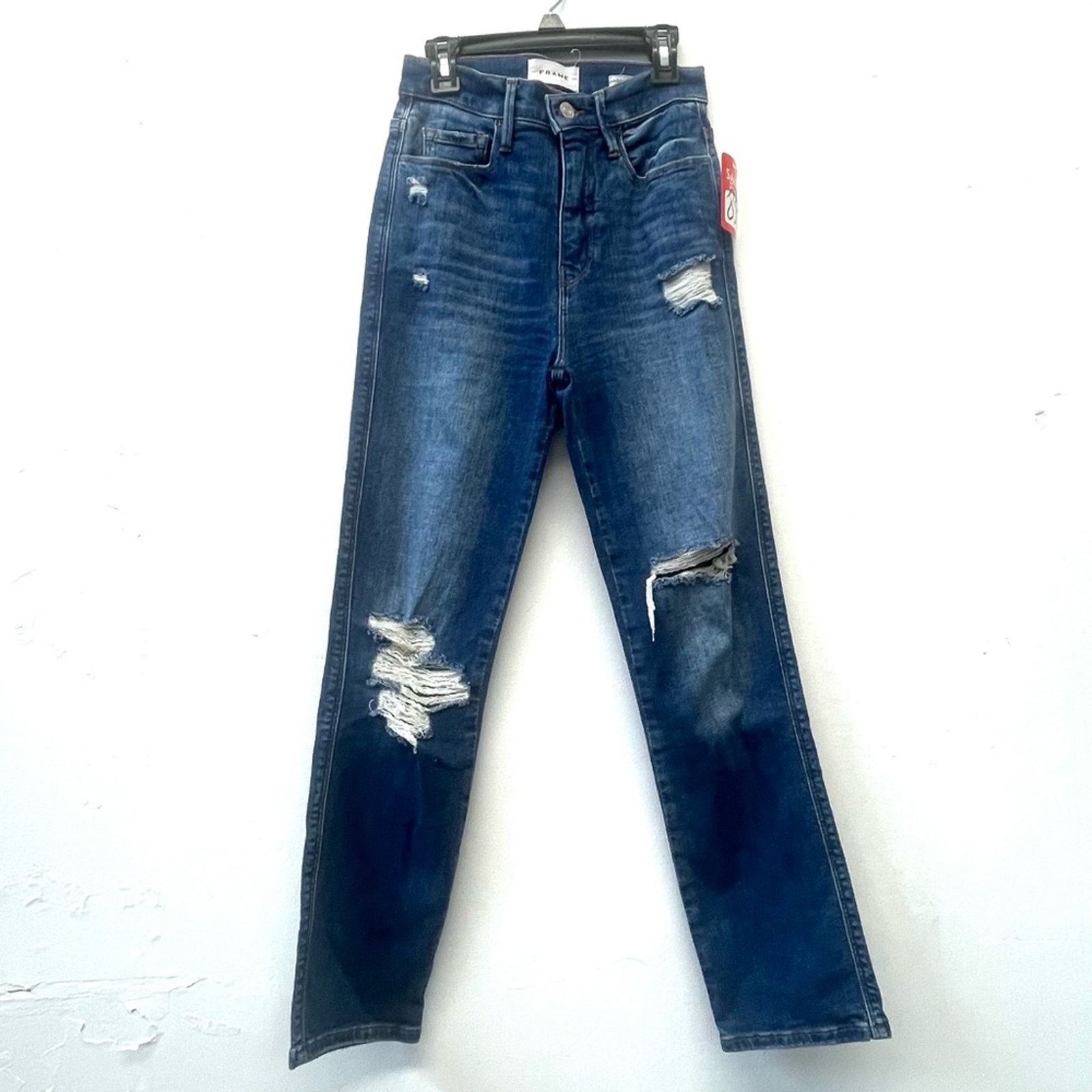 Frame NEW Frame Le Sylvie Slender Straight Distressed Jeans size25 Size 25" / US 0 / IT 36 - 3 Thumbnail