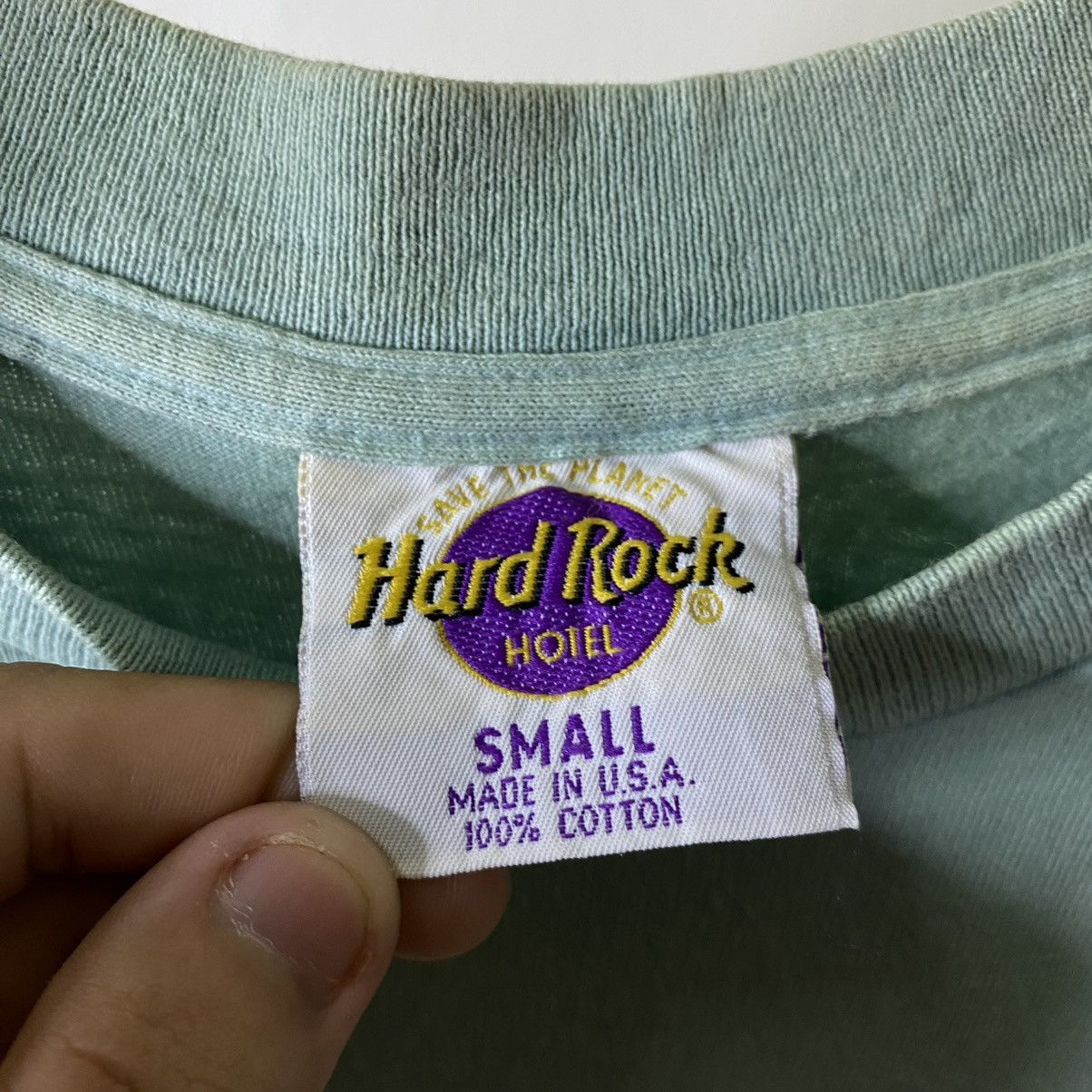 Hard Rock Cafe Vintage 1990s HRC Embroidery Small Logo Sage Green Tee Size US M / EU 48-50 / 2 - 3 Thumbnail
