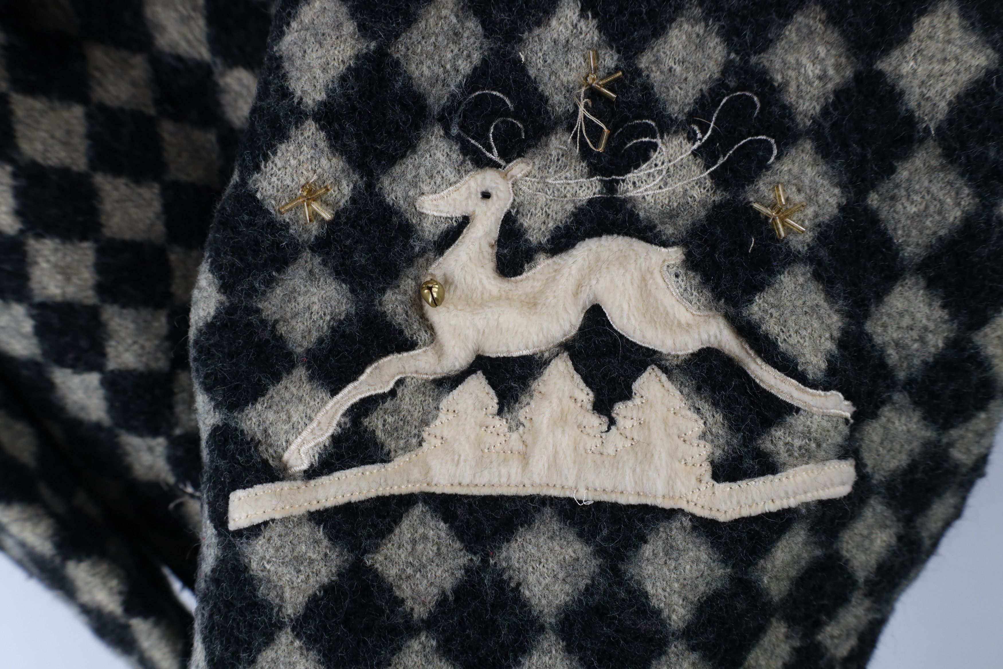 Vintage Vintage 90s Streetwear Diamond Reindeer Full Zip Sweater Size XXL / US 16-18 / IT 52-54 - 4 Thumbnail