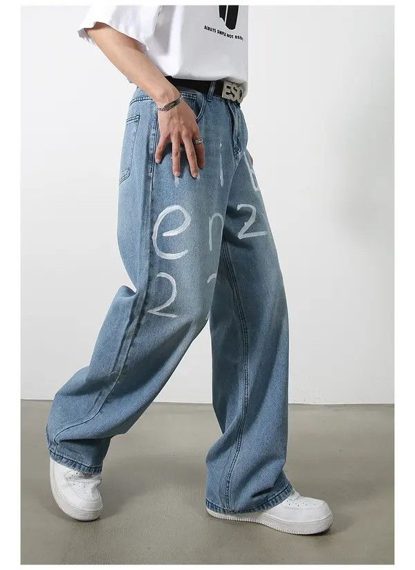 Japanese Brand Kahara x Mint Men's hand-painted loose casual wide-leg jeans Size US 32 / EU 48 - 4 Thumbnail