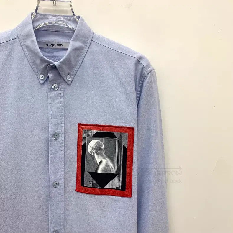 Givenchy Givenchy Blue Pattern Design Cotton Long-Sleeve Shirt Size XS / US 0-2 / IT 36-38 - 3 Thumbnail