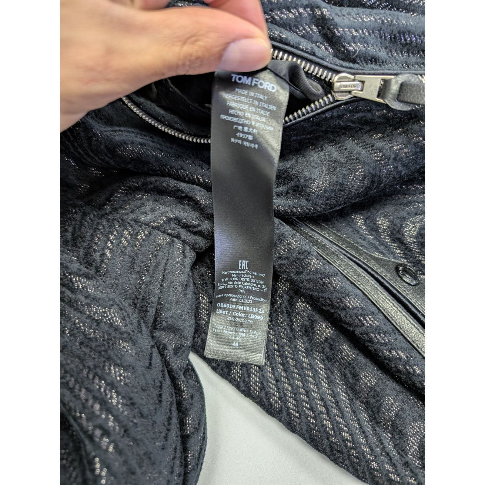 Tom Ford o1rshd1 Wave Jacquard Bomber Jacket in black 48 Size US M / EU 48-50 / 2 - 16 Thumbnail