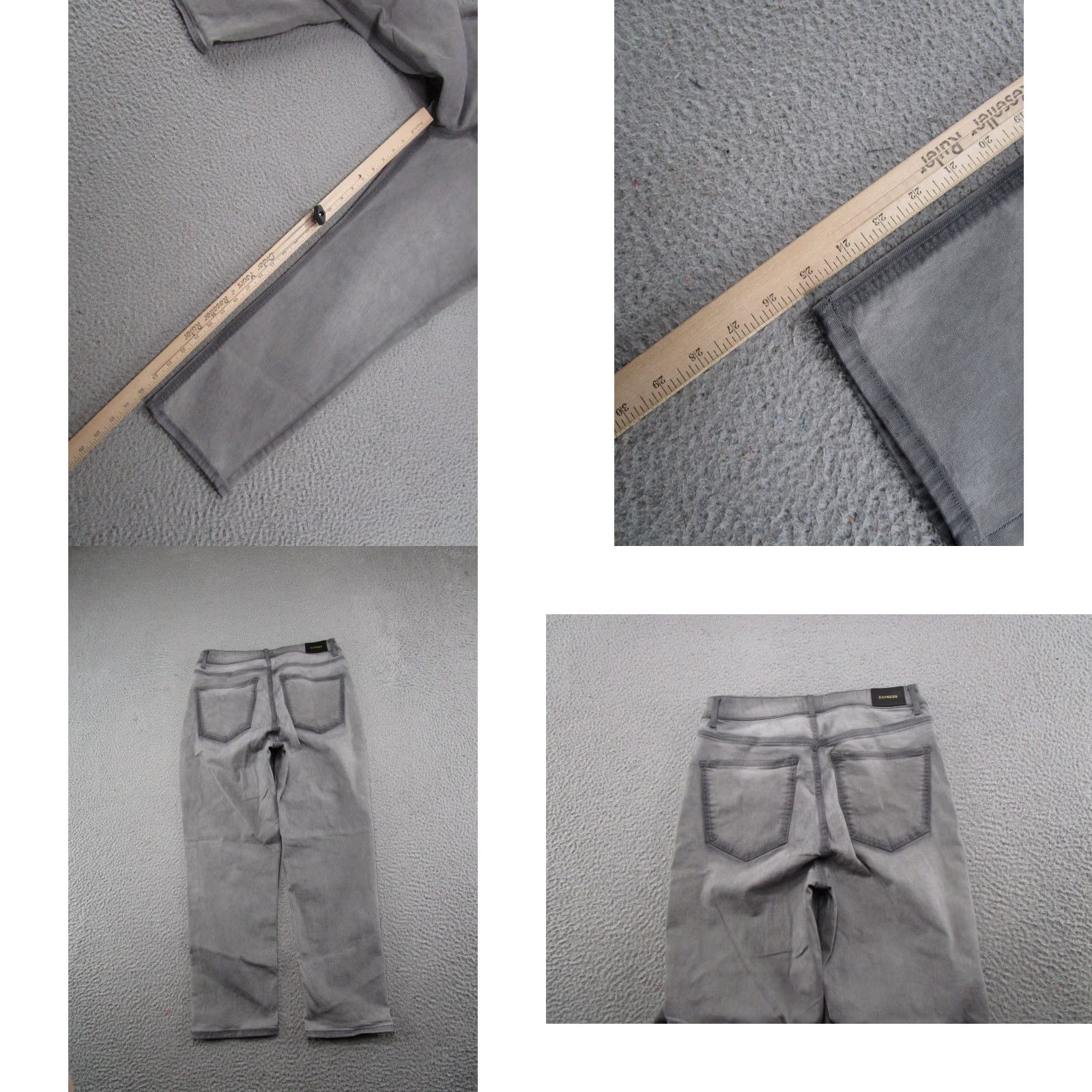 Express Express Women's Gray Denim Super High Rise Stretch Mom Jeans Size 12 Size 34" / US 12 / IT 48 - 9 Thumbnail