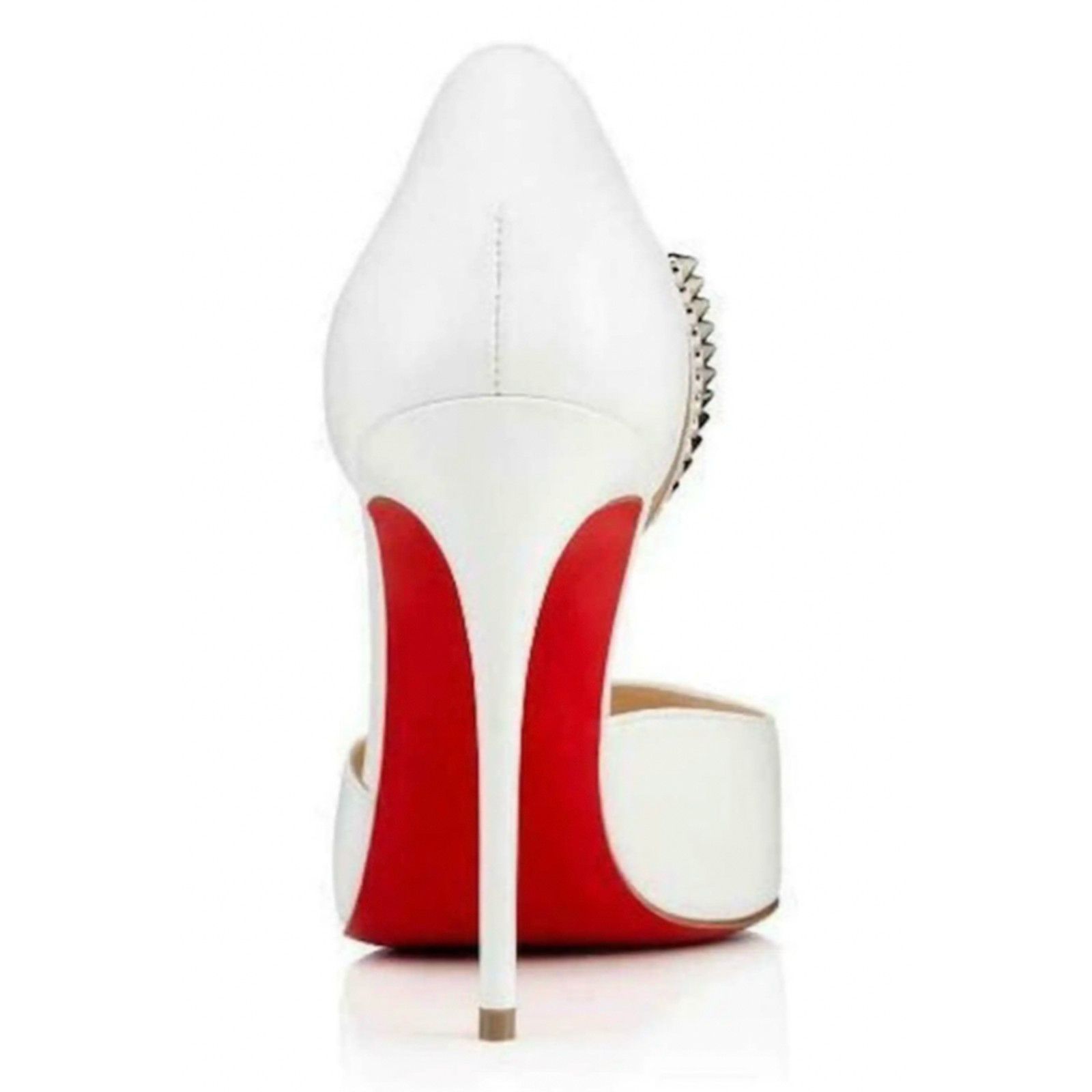 Christian Louboutin Spike Cross 100 White PVC Silver Criss Strap Heel Pump 42 Size US 12 / IT 42 - 10 Thumbnail