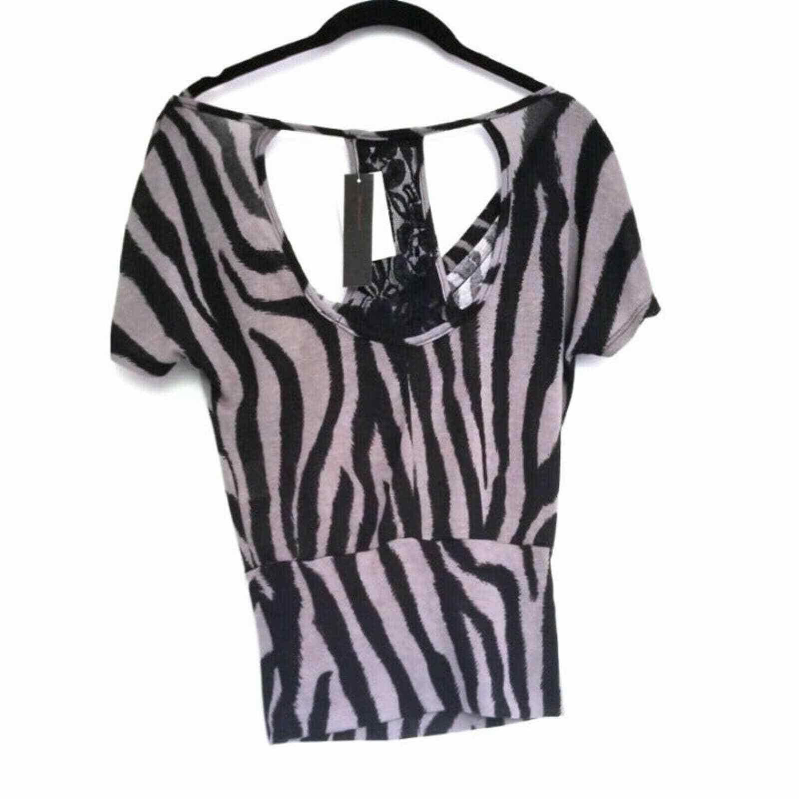 Other Heart Soul Women's Zebra Print Blouse Top - XS Extra Small Size XS / US 0-2 / IT 36-38 - 2 Thumbnail