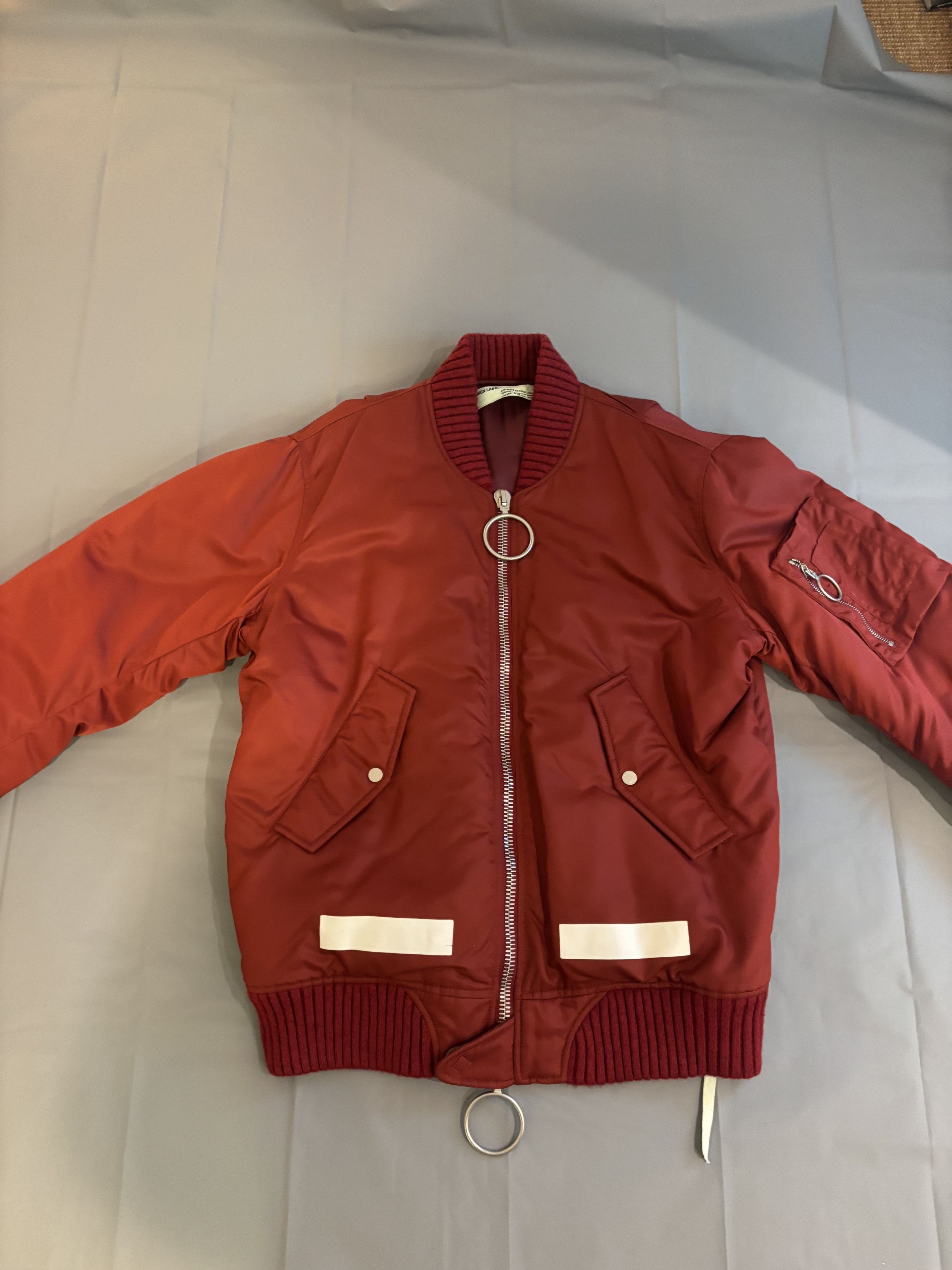 Off-White Veste bombers en nylon bordeaux Off-White en tbe Size US L / EU 52-54 / 3 - 3 Thumbnail